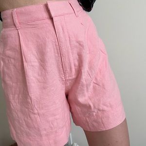 COPY - Abercrombie NWOT Ultra High Rise Linen-Blend Tailored Short Pink